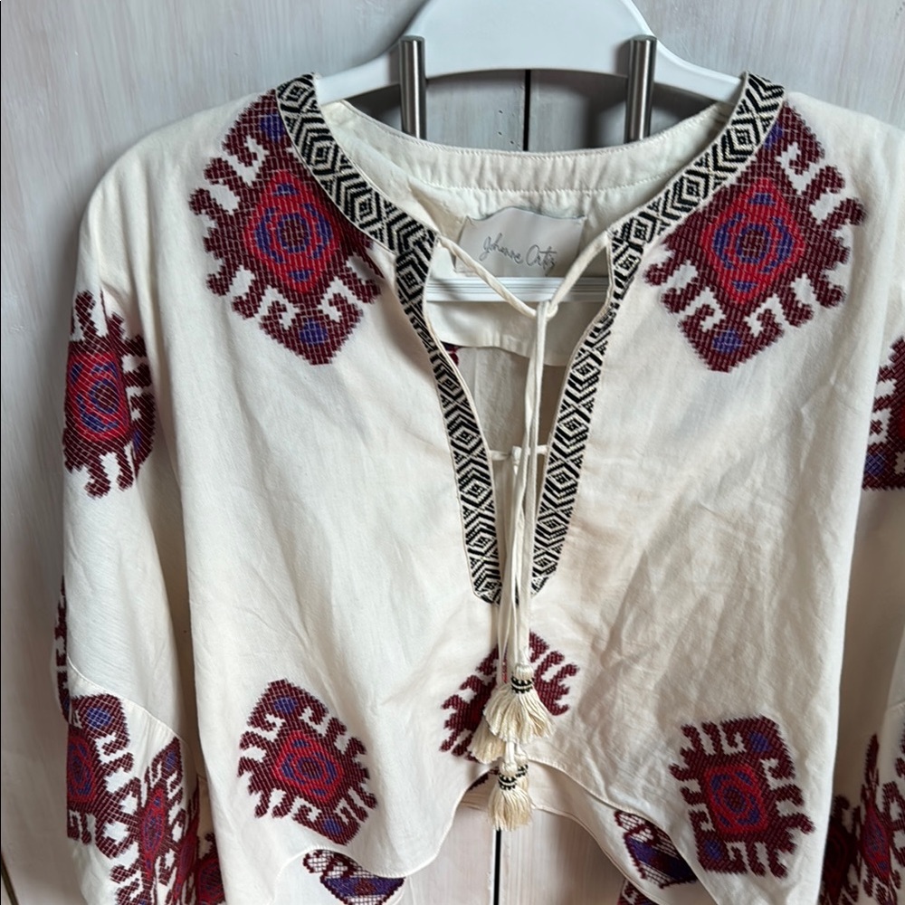 Johanna Ortiz Bohemian Embroidered White Top (S)